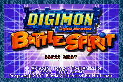 Digimon Battle Spirit title screen for GameBoy Advance